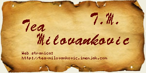 Tea Milovanković vizit kartica
